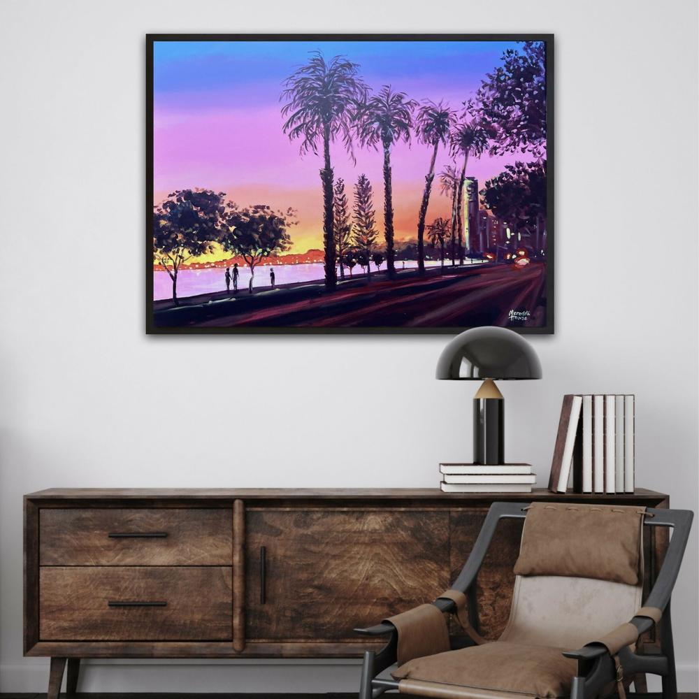 Sunset in Perth, Western Australia, Original Hand-Painted Canvas By Meredith Howse-by-Meredith Howse-original art-Gioia