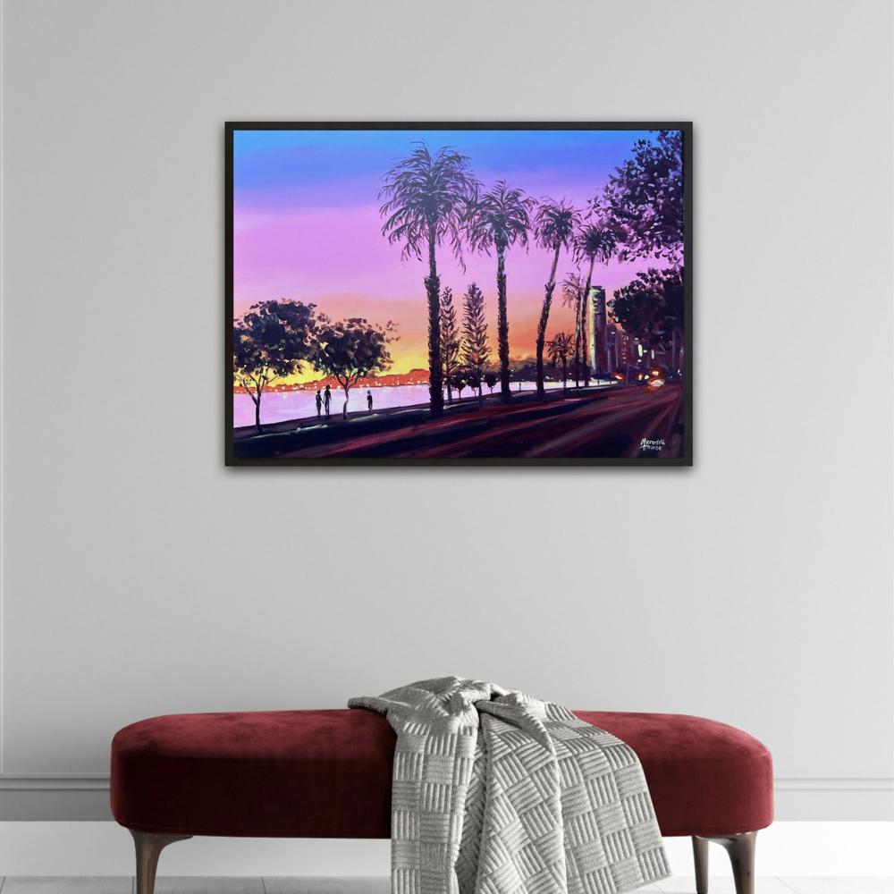 Sunset in Perth, Western Australia, Original Hand-Painted Canvas By Meredith Howse-by-Meredith Howse-original art-Gioia