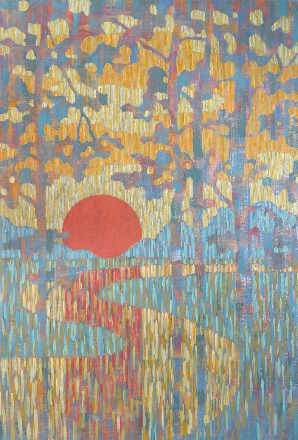 Sunset on the River. Diptych. Original Artwork-by-Ekaterina Prisich-original art-Gioia