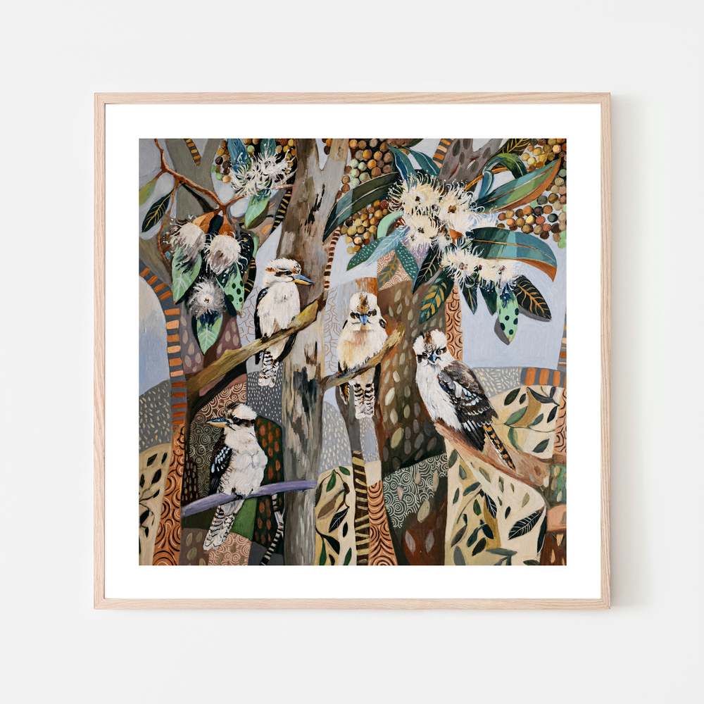 Kookaburras with White Gum Blossom
