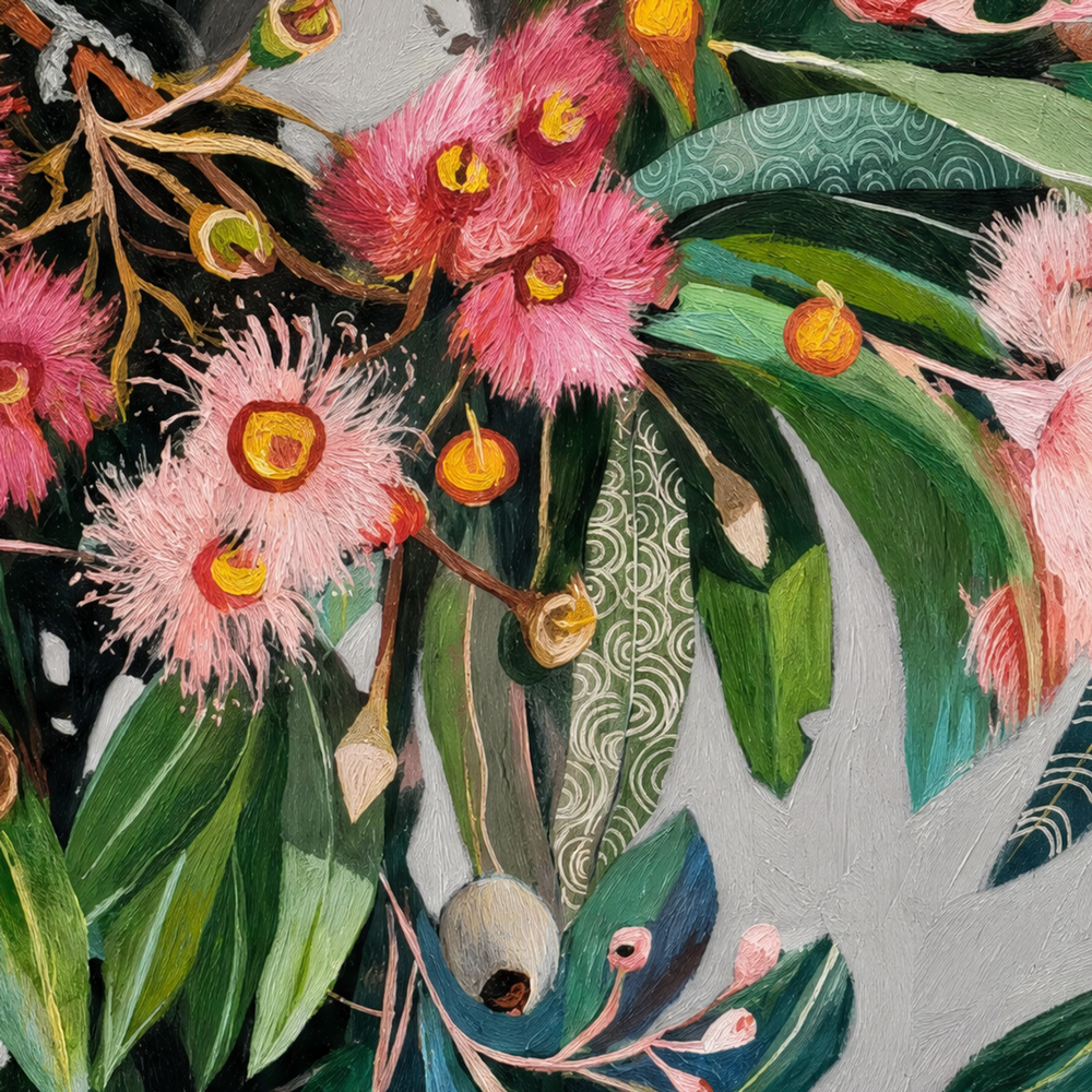 Rainbow Lorikeets with Gum Blossom