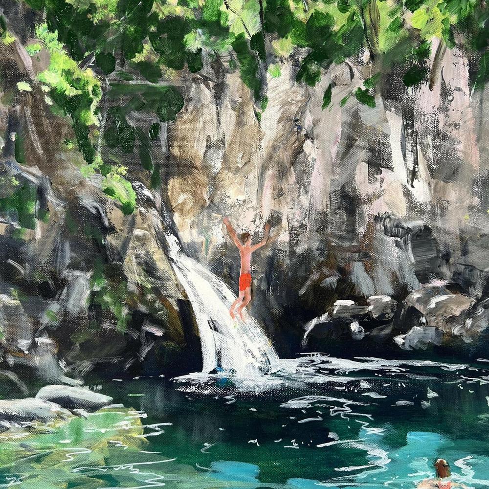 Swimming at Blue Eye. Original Hand-Painted Canvas By Meredith Howse-by-Meredith Howse-original art-Gioia