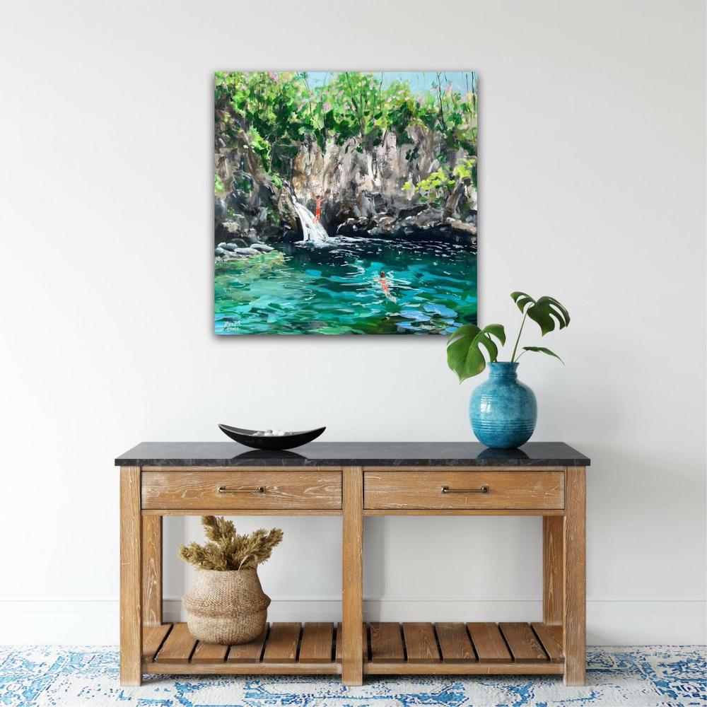 Swimming at Blue Eye. Original Hand-Painted Canvas By Meredith Howse-by-Meredith Howse-original art-Gioia