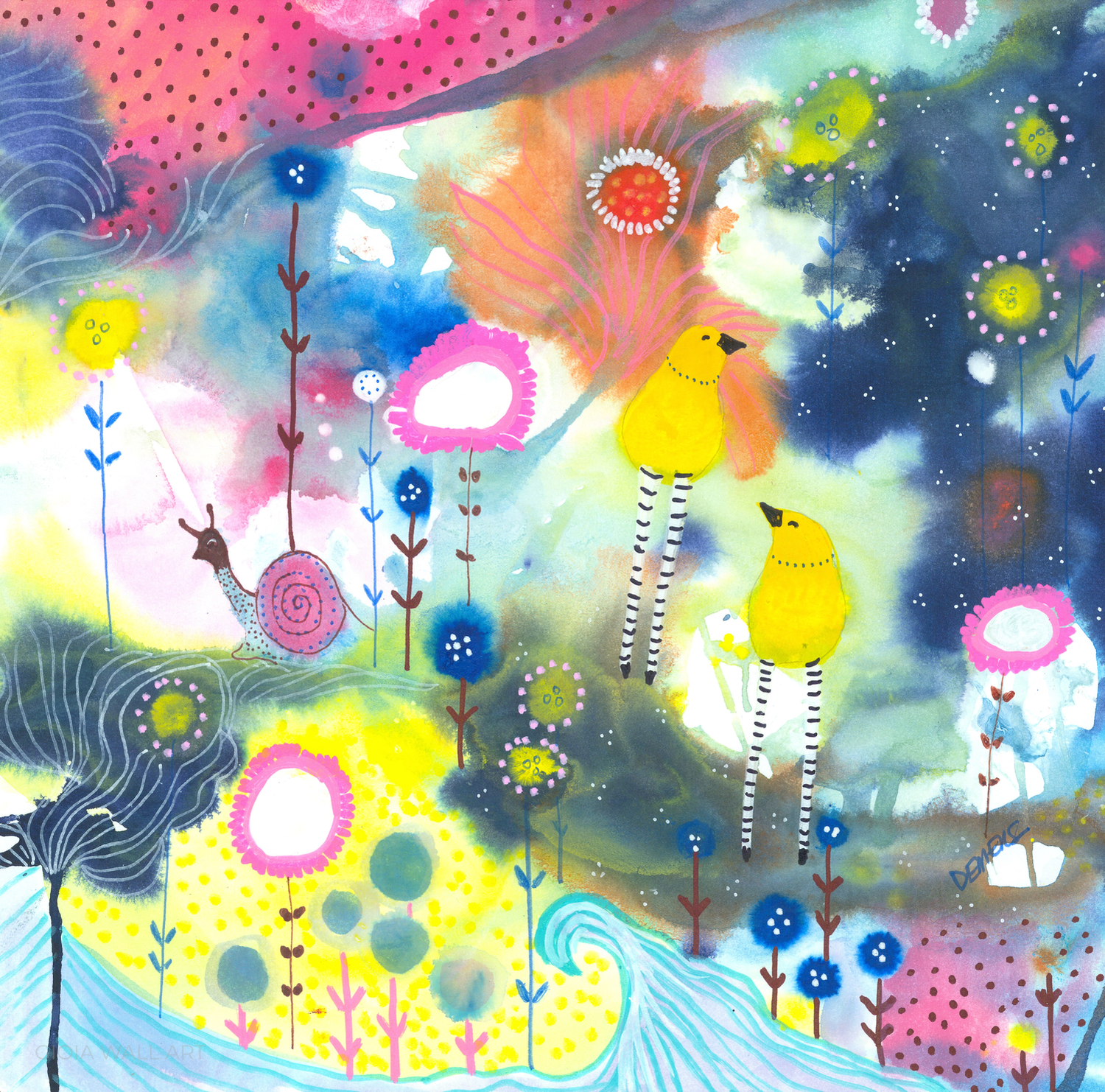 Oubaitori (People Like Flowers Bloom At Their Own Pace) By Sylvie Demers 25.4 X Cm Original Artwork