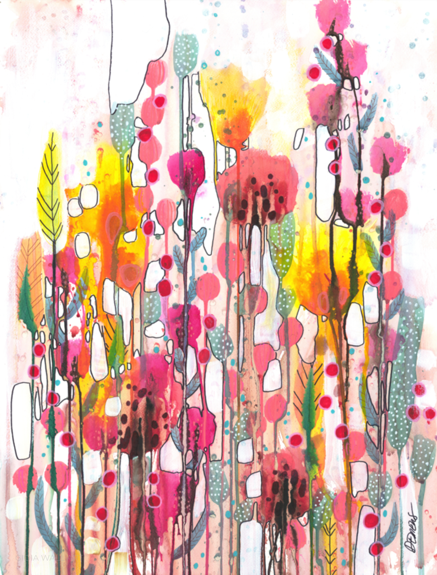 Nouveau Diptyque I (Fields Of Joy) Original Artwork By Sylvie Demers 45.72 X 60.96Cm
