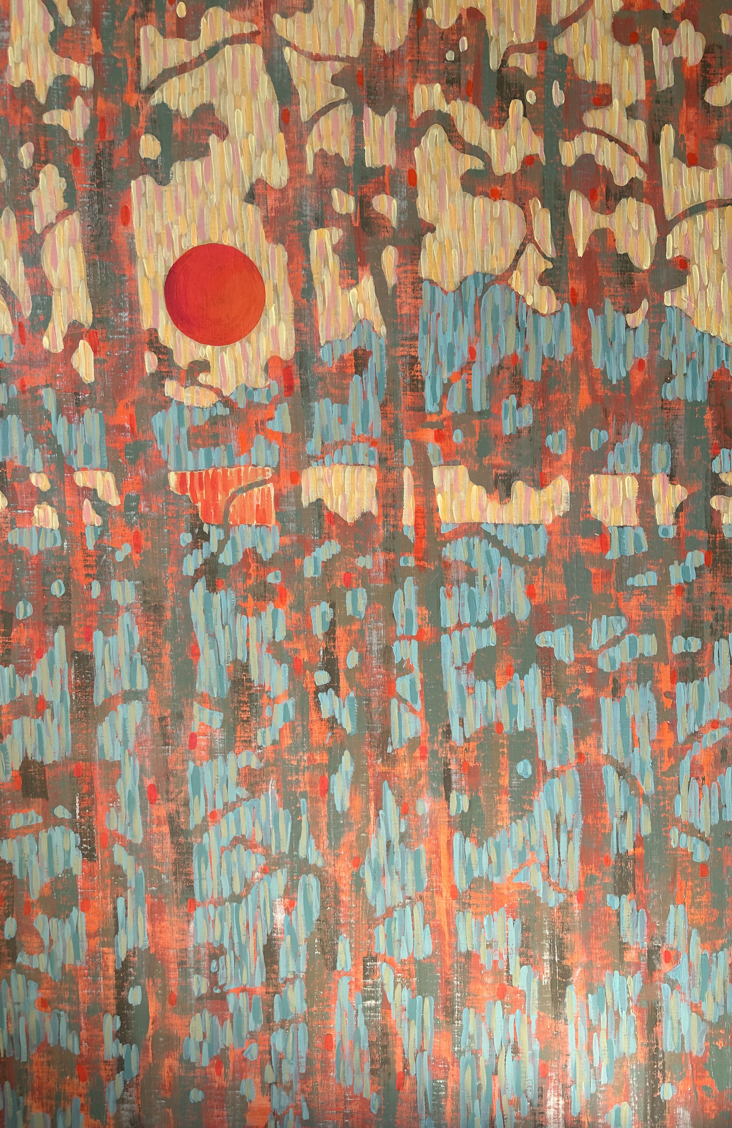 Pine Branches, Original Hand-painted Canvas by Ekaterina Prisich