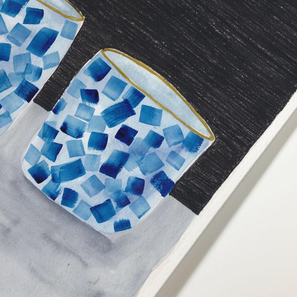 Teaware in Blue - Teacups - Original Artwork-by-Danushka Abeygoda-original art-Gioia