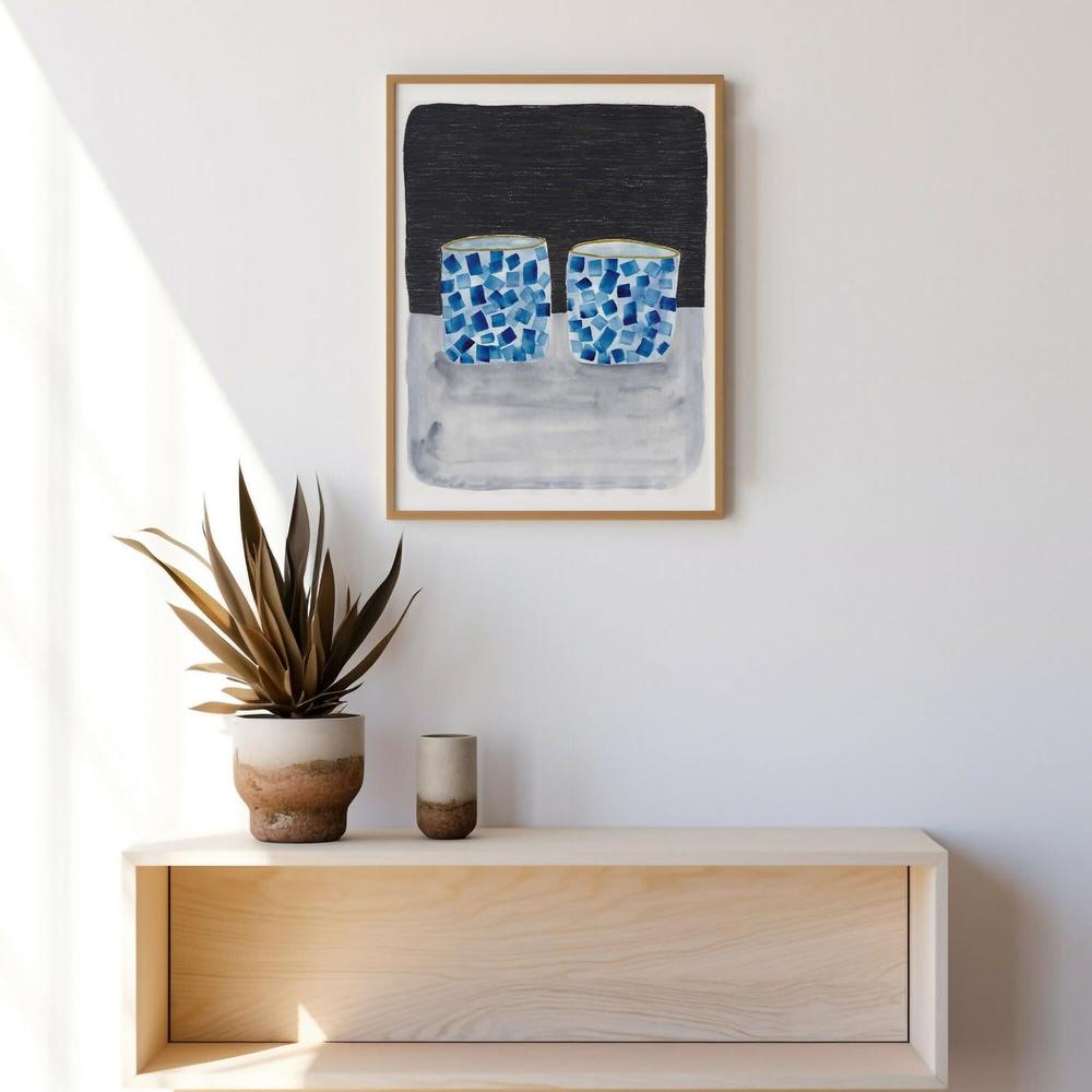 Teaware in Blue - Teacups - Original Artwork-by-Danushka Abeygoda-original art-Gioia