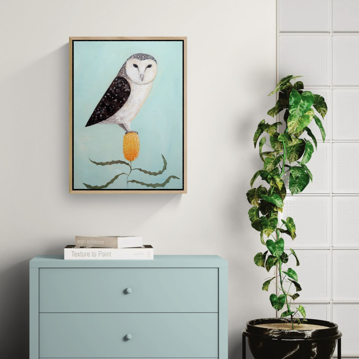 The Owl and the Banksia-by-John Graham Original Art-original art-Gioia