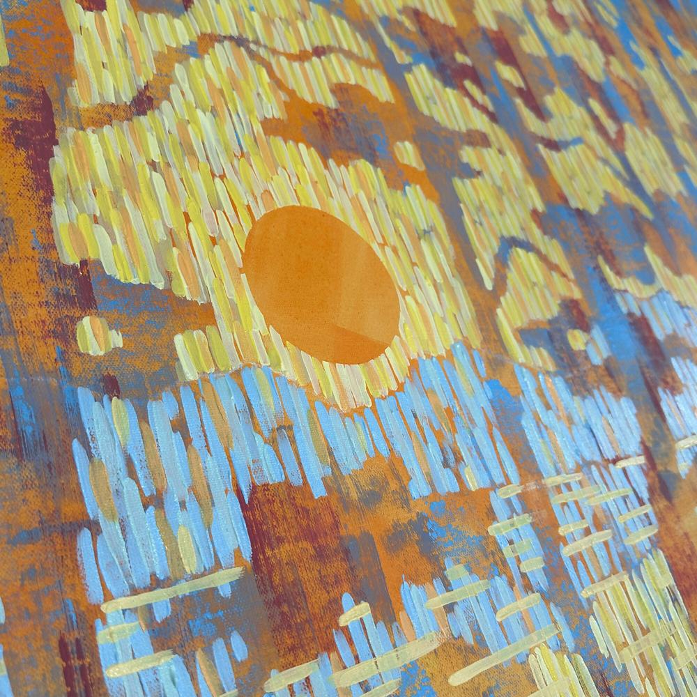 Through the Pines. Yellow Sunset - Original Painting-by-Ekaterina Prisich Original Art-original art-Gioia
