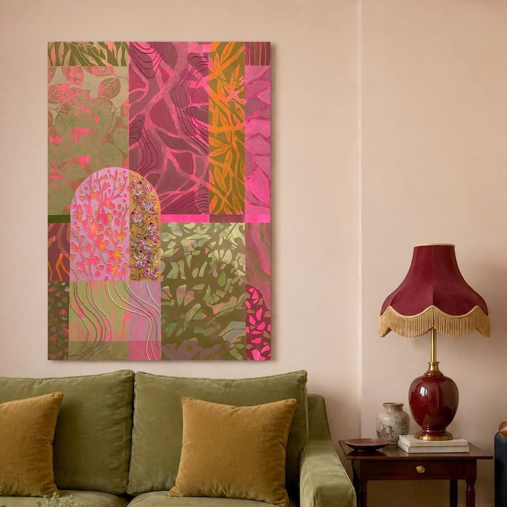 Through the Visible / Visible Through I - Original Artwork with Embroidery-by-Ekaterina Prisich-original art-Gioia