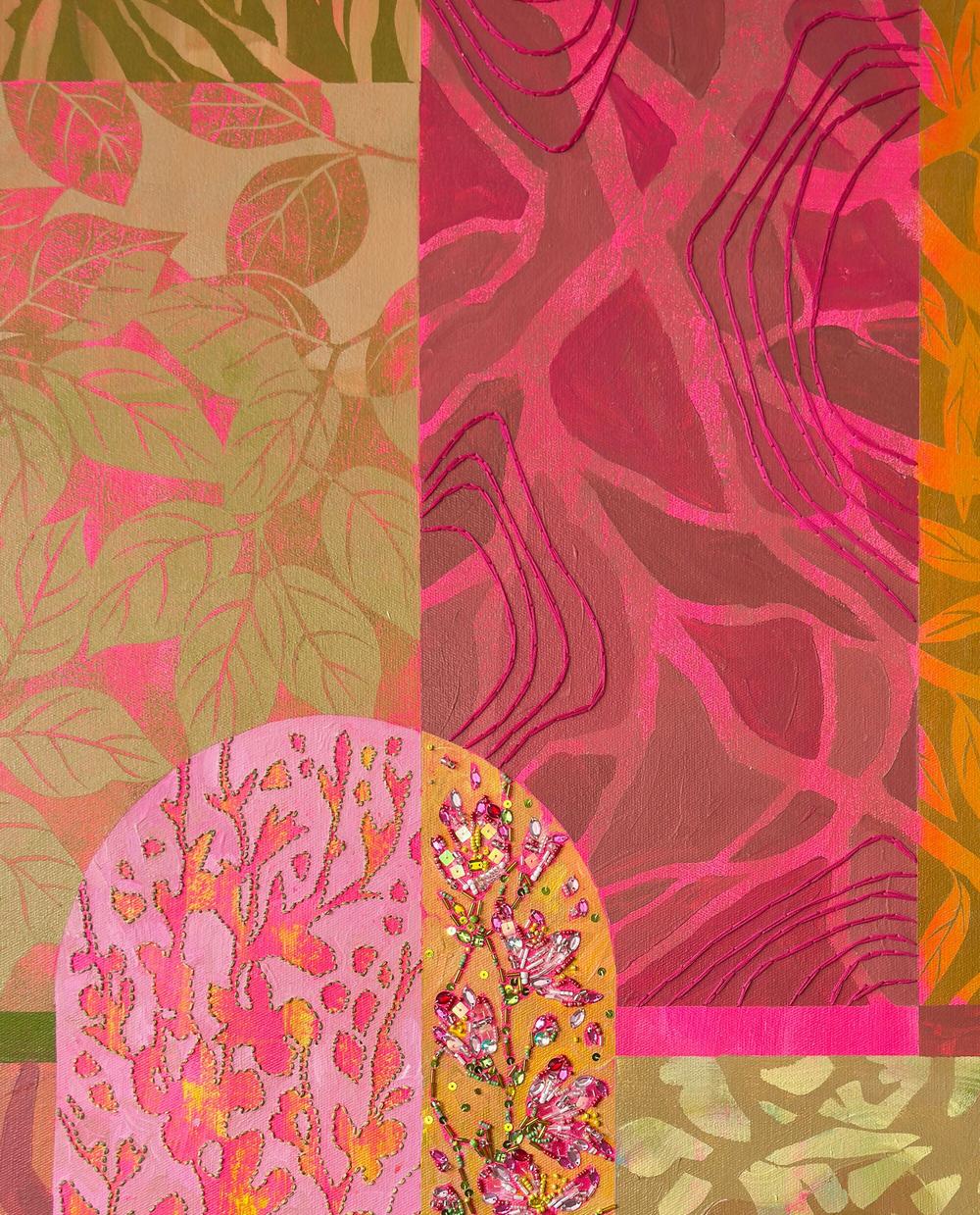 Through the Visible / Visible Through I - Original Artwork with Embroidery-by-Ekaterina Prisich-original art-Gioia