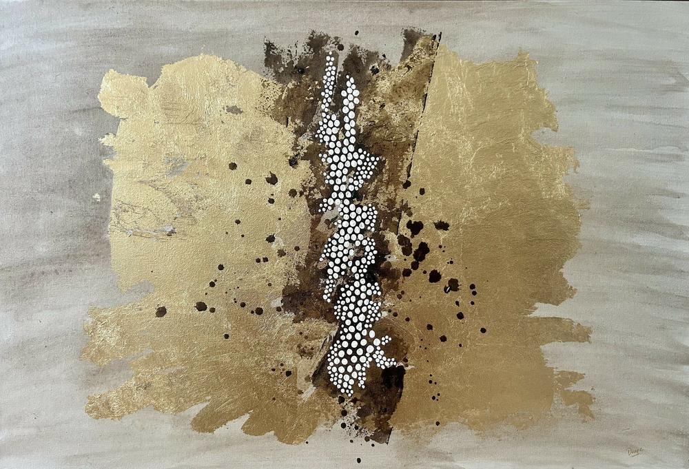 Tribal Sun (Boxed Timber Oak Frame)-by-Gillian Deane Art-original art-Gioia