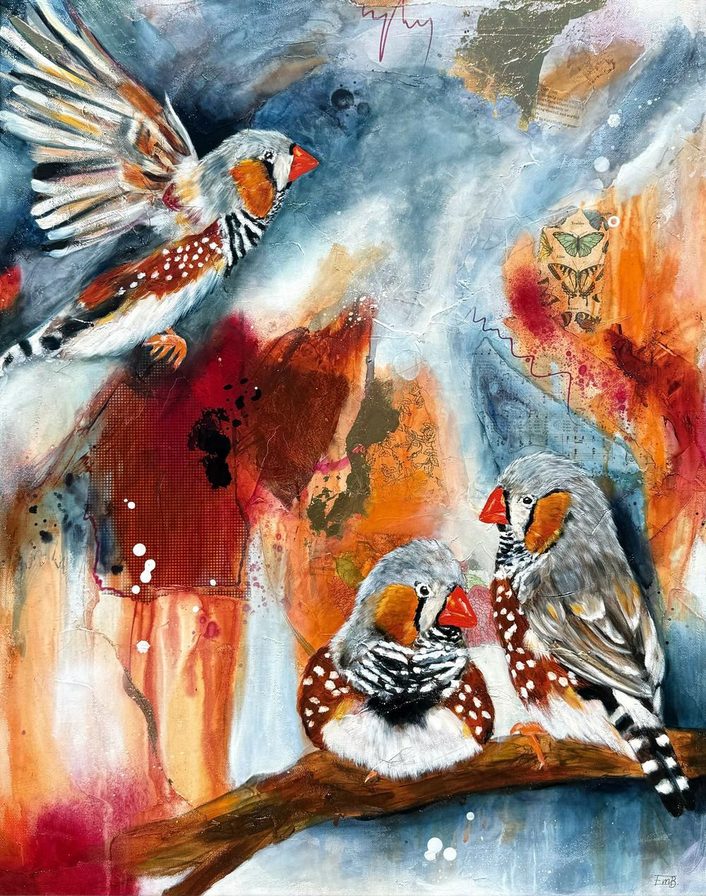 Trio In Tune, Original Hand-Painted Canvas By Emily Birdsey-by-Emily Birdsey-original art-Gioia