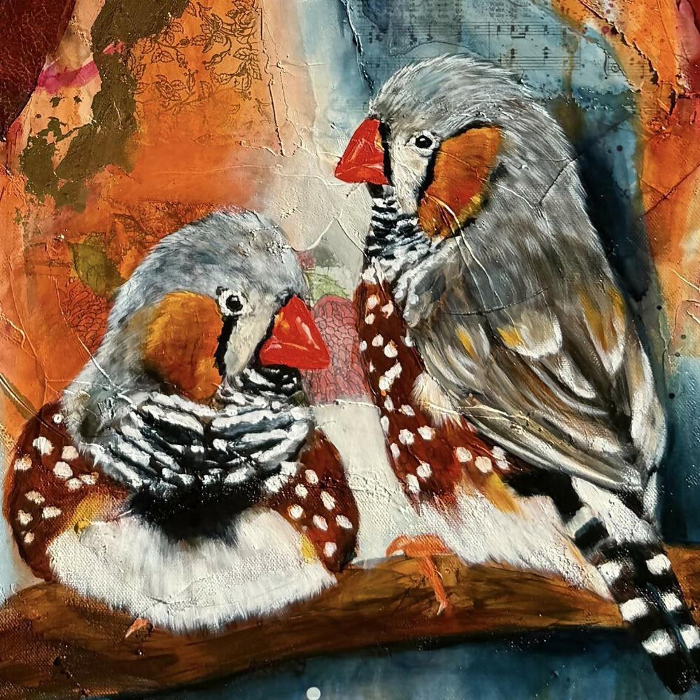 Trio In Tune, Original Hand-Painted Canvas By Emily Birdsey-by-Emily Birdsey-original art-Gioia