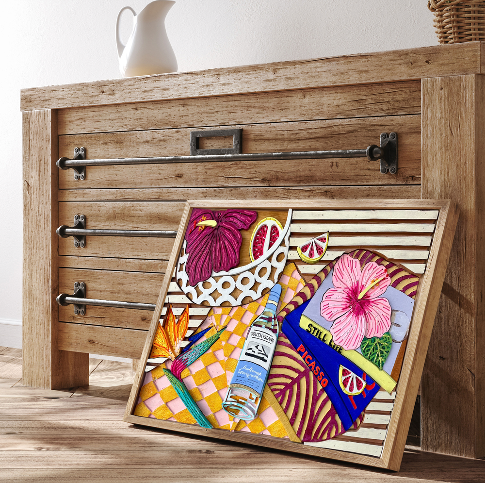 Tropical flourish III, Original Mixed Media By Misha Harrison-by-Gioia Wall Art-original art-Gioia