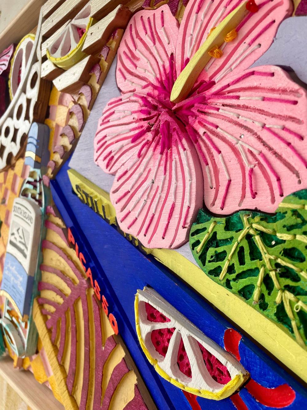 Tropical flourish III, Original Mixed Media By Misha Harrison-by-Gioia Wall Art-original art-Gioia