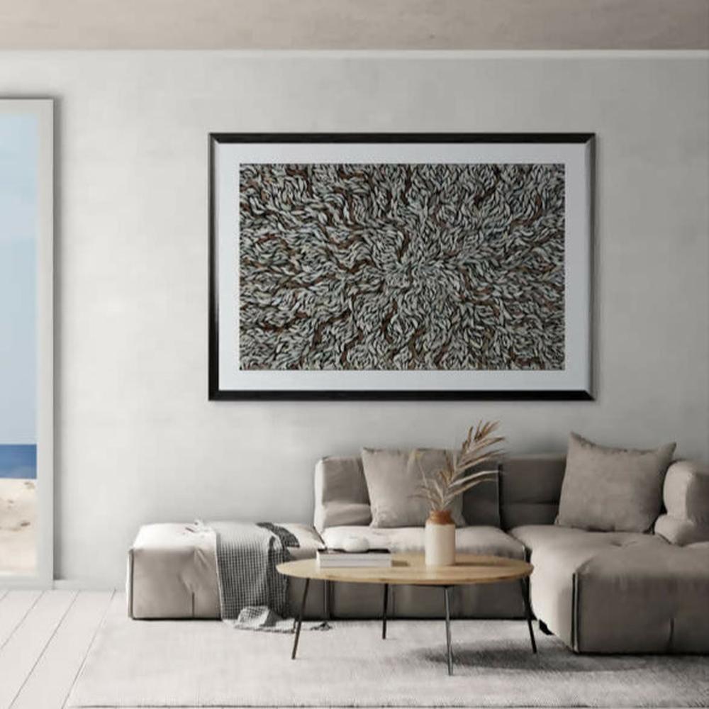 Tumbetin Baibaiye's - Brown and cream Healing leaves with a hint of metallic copper , Original Artwork-by-Emma Rigney-original art-Gioia