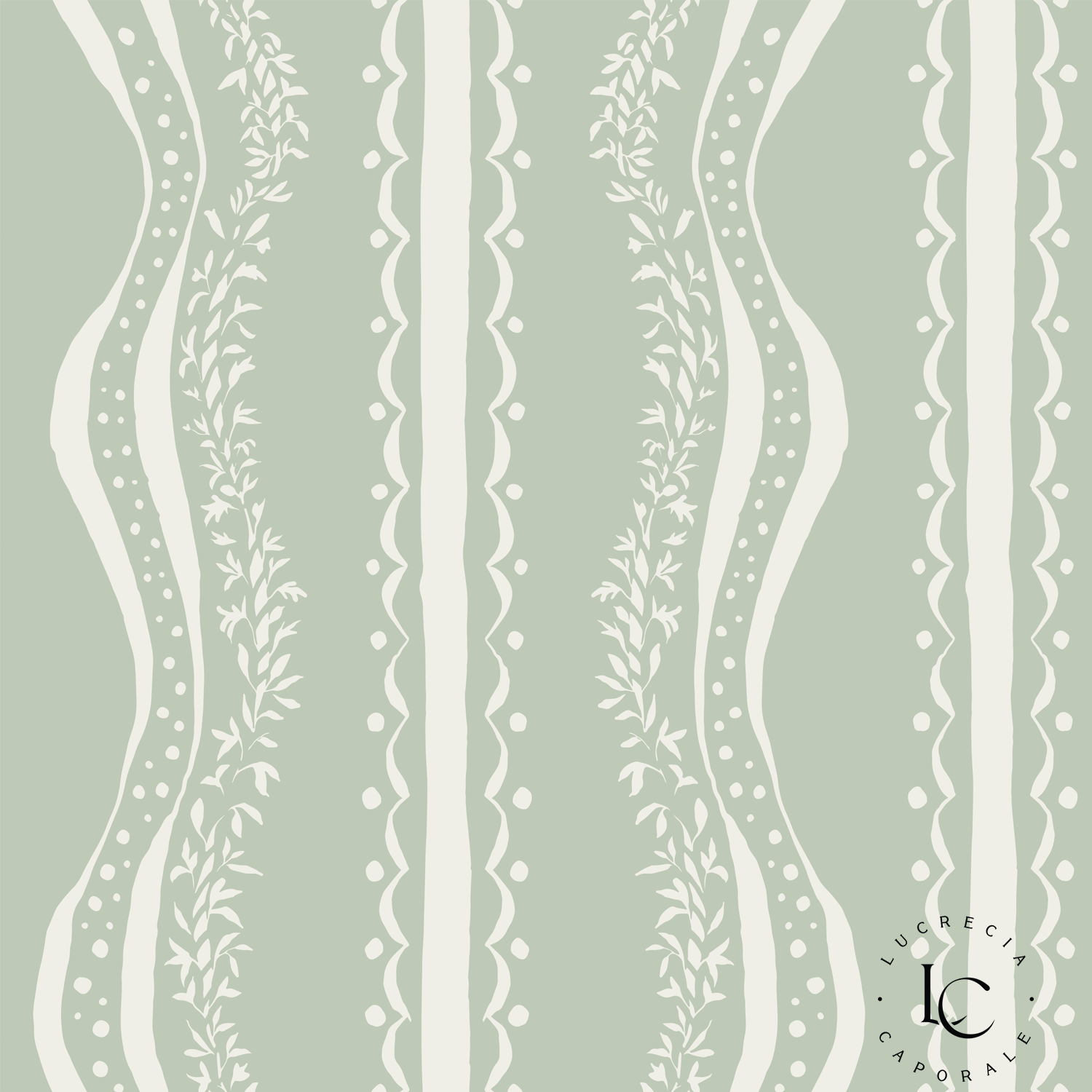 Decorative Waves Mint Green Style B, Wallpaper