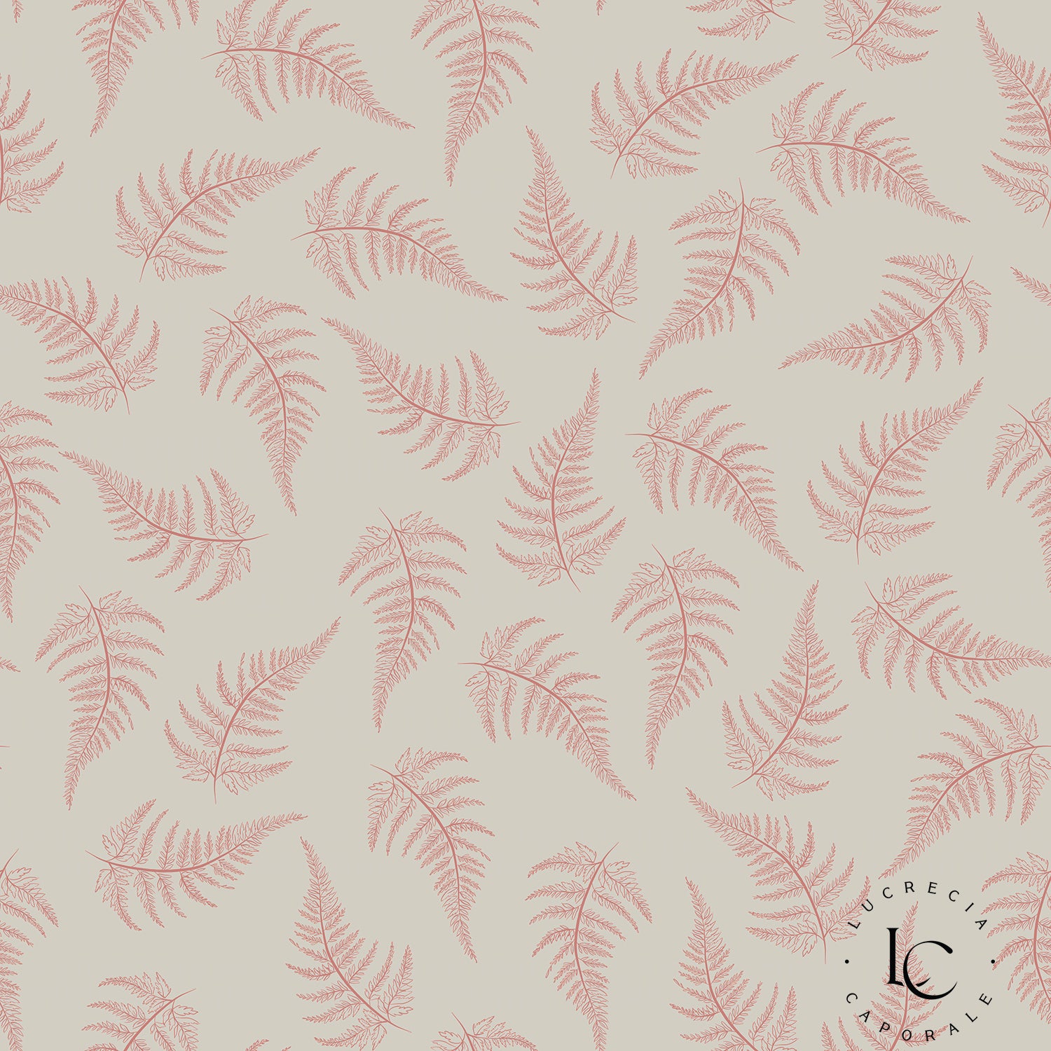Ferns-Cream and Blush, Wallpaper