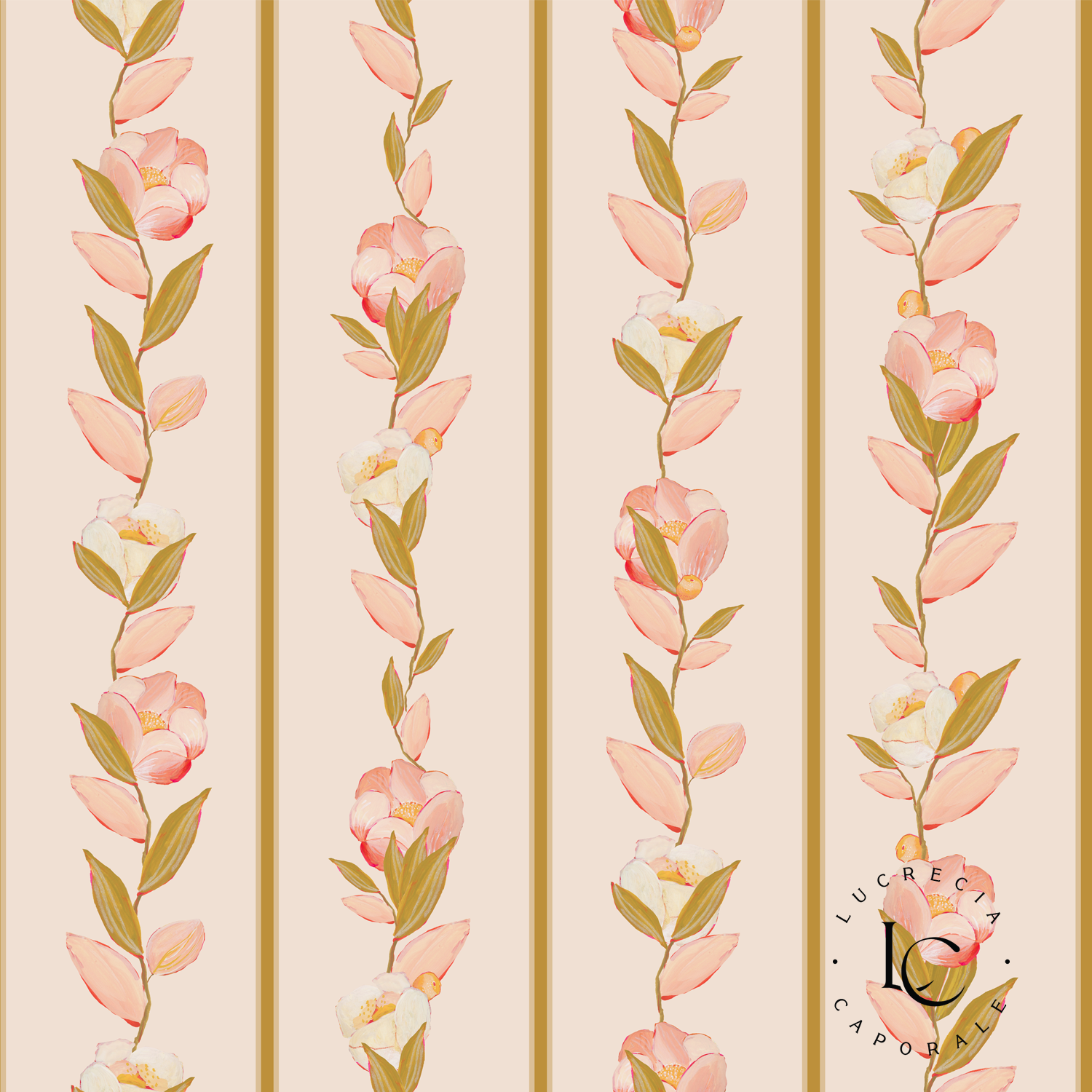 Farm House Stripes Peach, Wallpaper