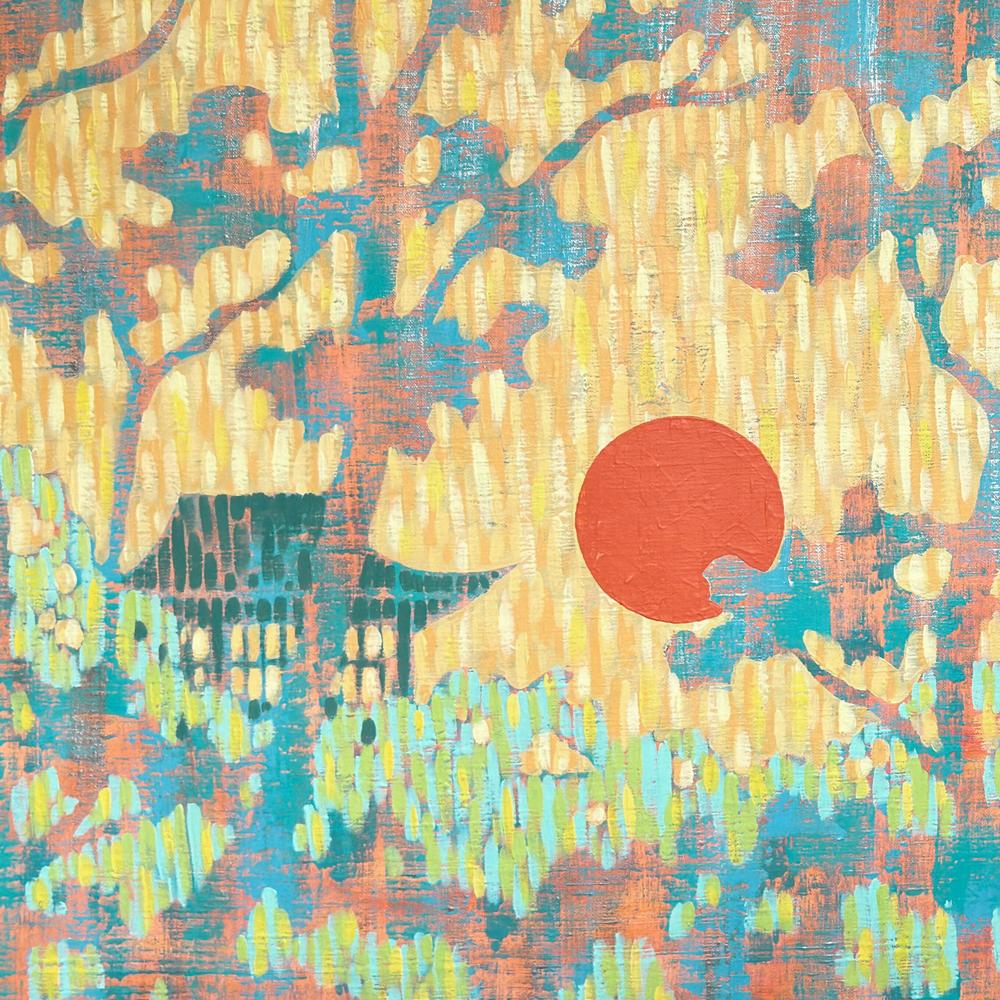 Warm Sunset in the Oriental Forest - Original Painting-by-Ekaterina Prisich-original art-Gioia