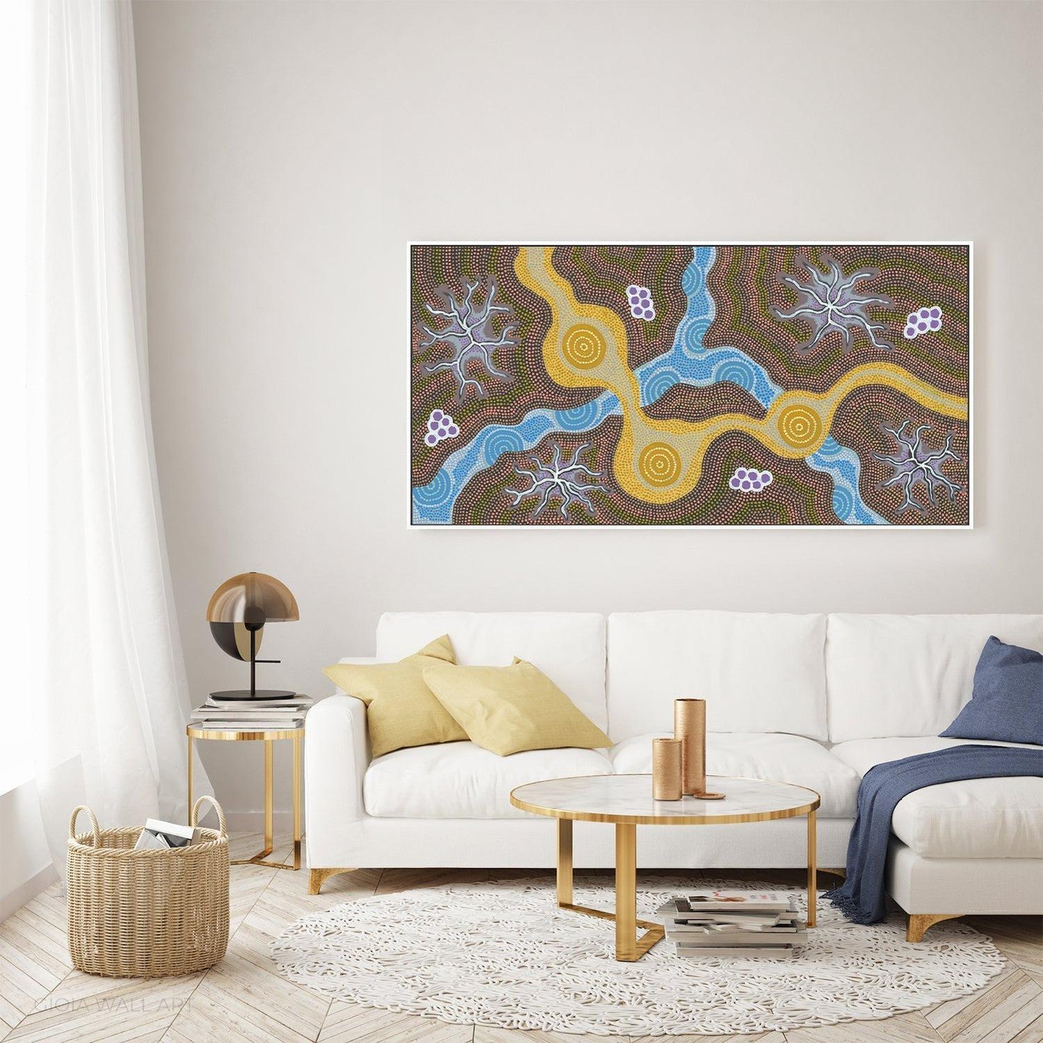 Water Soakage, Acrylic on Canvas, 60x120cm , Original Artwork-by-Azeza Possum-original art-Gioia