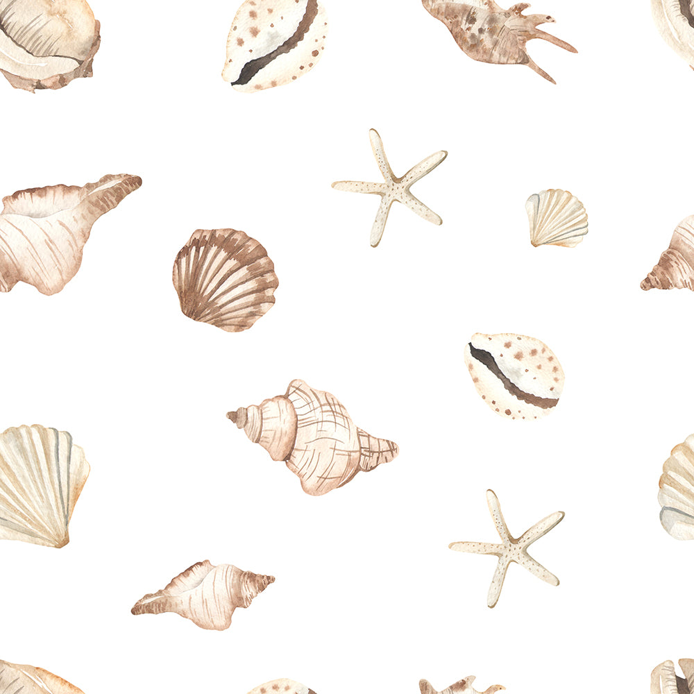 Watercolor Seashells And Starfish-wallpaper-eco-friendly-easy-removal-Gioia Wall Art-1