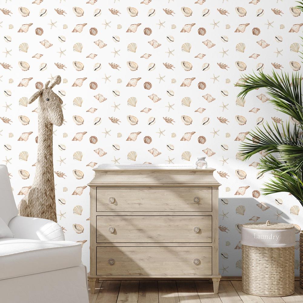 Watercolor Seashells And Starfish-wallpaper-eco-friendly-easy-removal-Gioia Wall Art-5