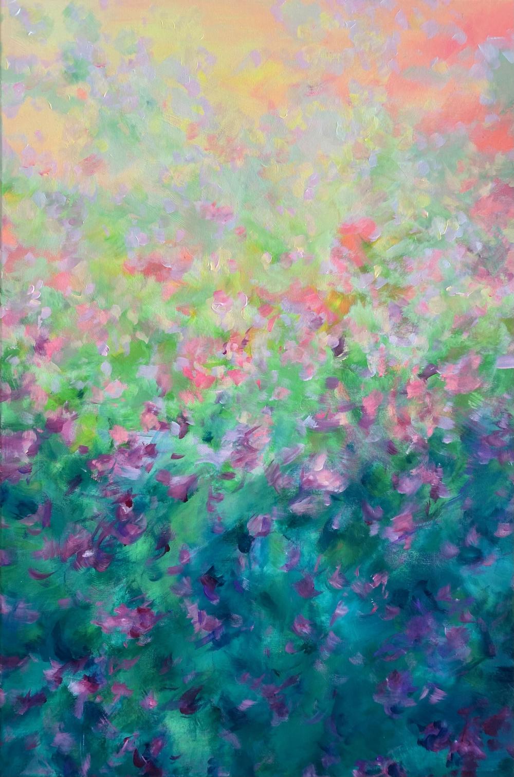 Where petals meet the sunset , Original Artwork-by-Katherine Spiller-original art-Gioia