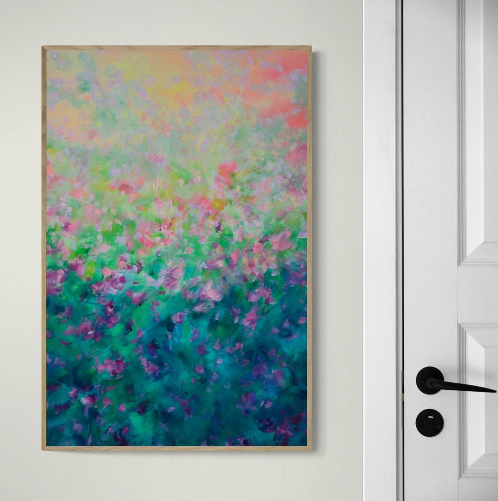 Where petals meet the sunset , Original Artwork-by-Katherine Spiller-original art-Gioia