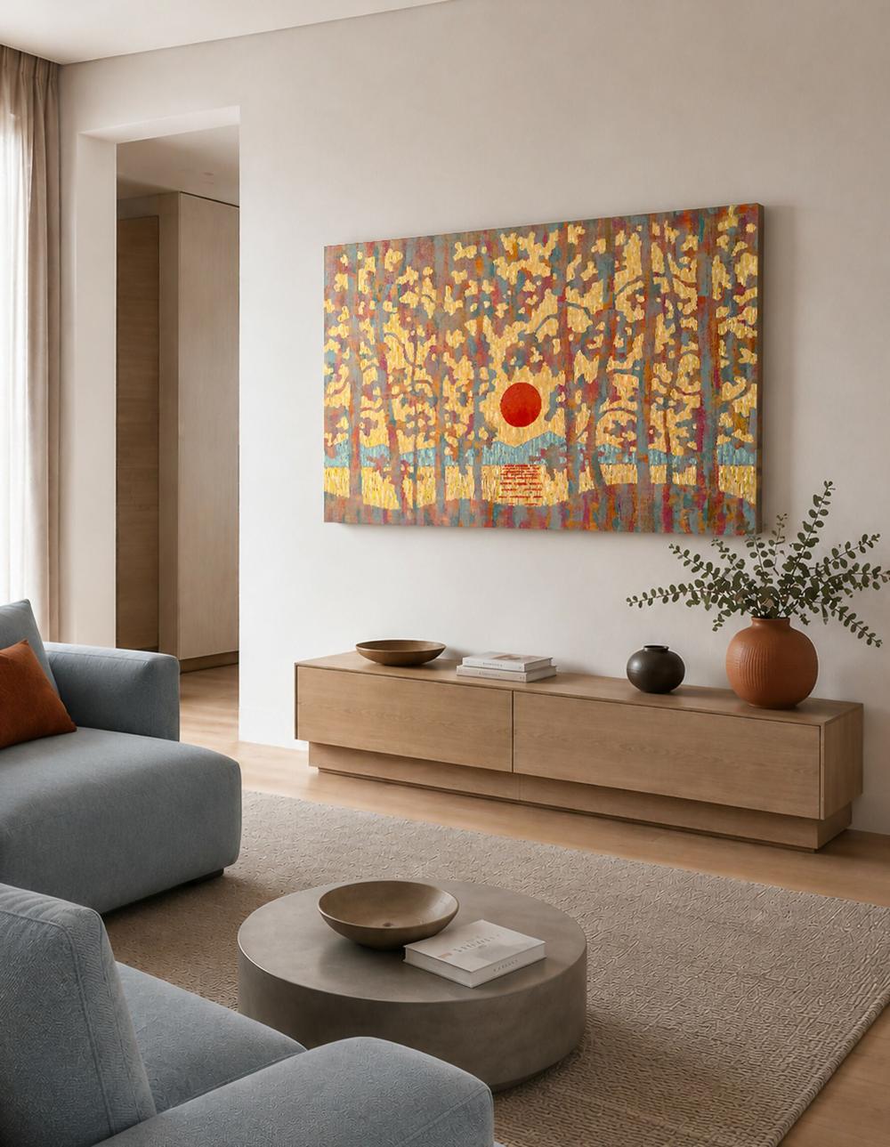 Where the Sun Meets the Pines - Original Painting-by-Ekaterina Prisich-original art-Gioia