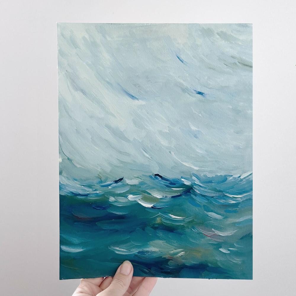 Where the sky seamlessly meld with the sea , Original Artwork-by-Lucrecia Caporale-original art-Gioia