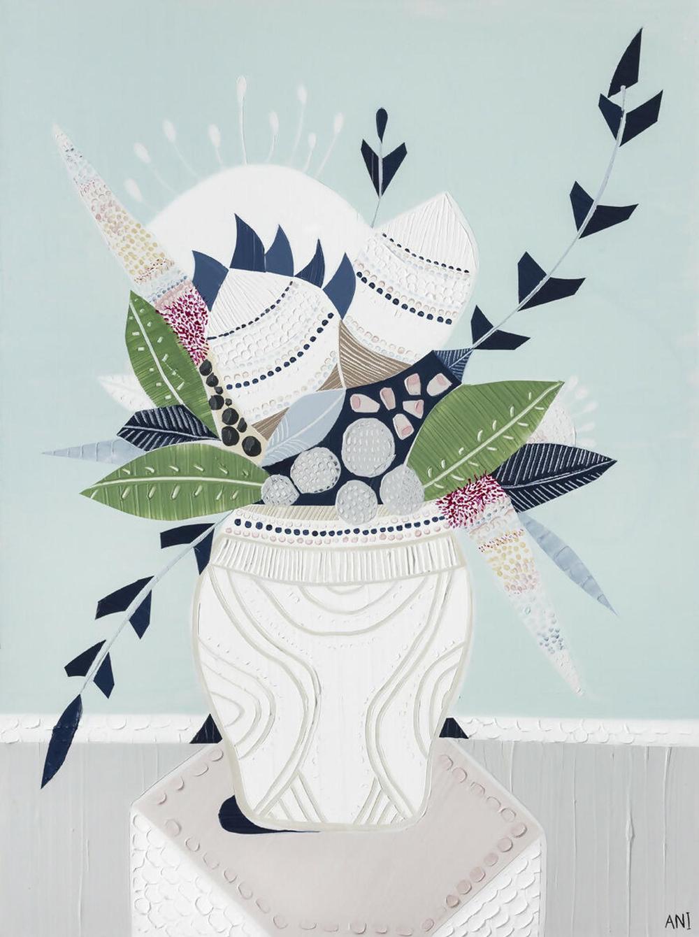 Wild Banksia Bouquet, Original Hand-Painted Canvas By Ani Ipradjian-by-Ani Ipradjian-original art-Gioia