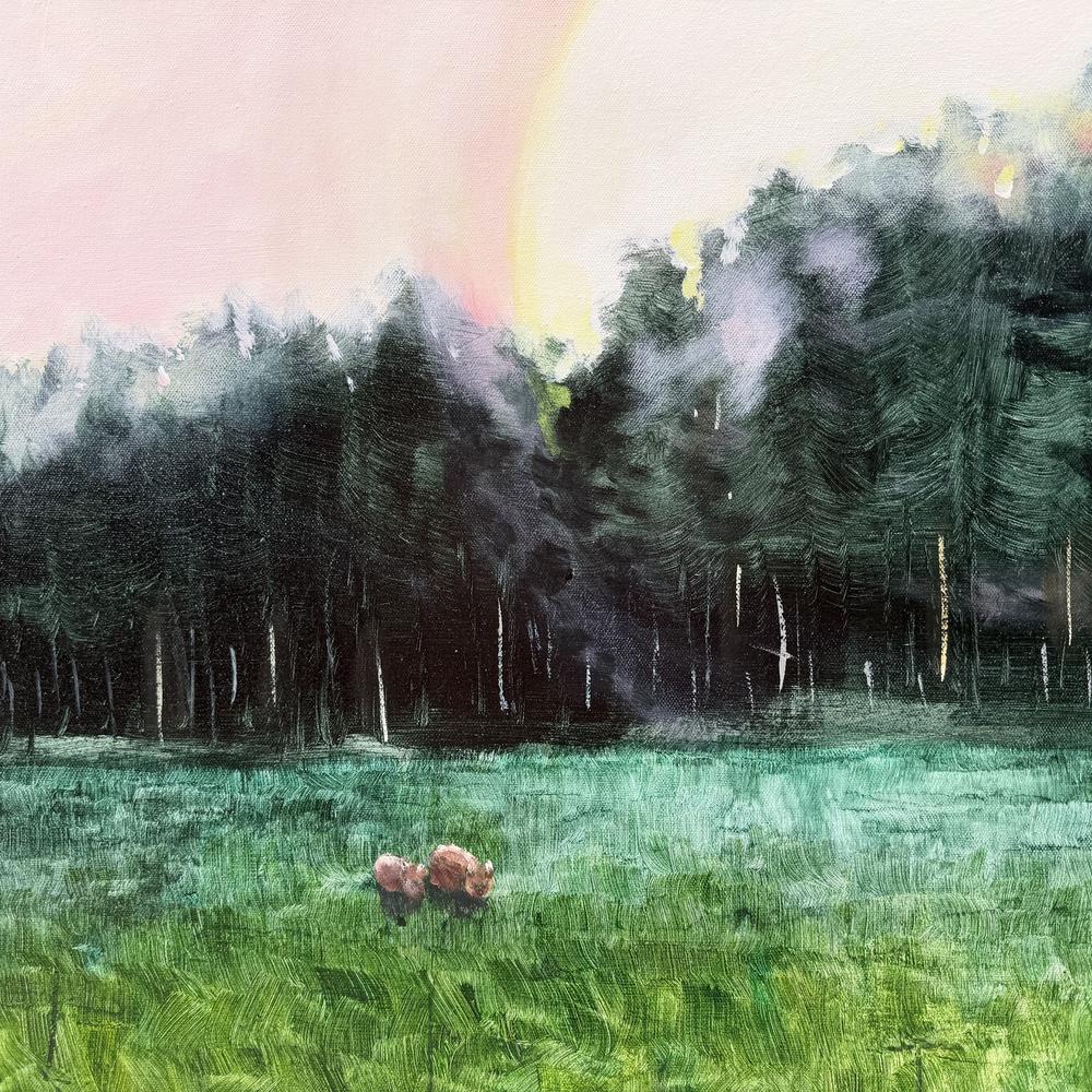 Wombats at first Light. Original hand-painted artwork by Meredith Howse.-by-Meredith Howse Original Art-original art-Gioia
