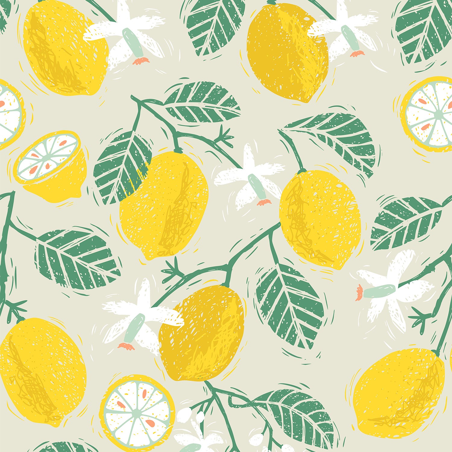 Yellow Lemon and Green Leaves