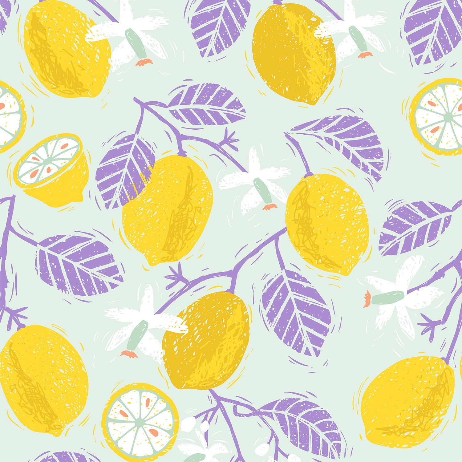 Yellow Lemons with Purple Leaves