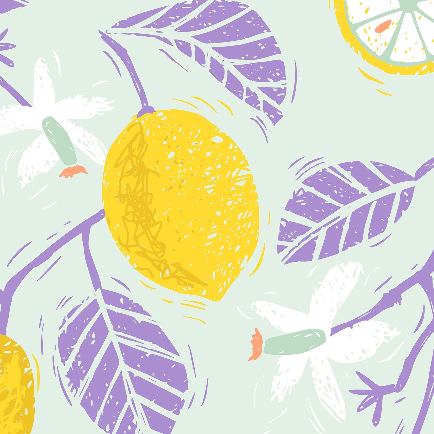 Yellow Lemons with Purple Leaves