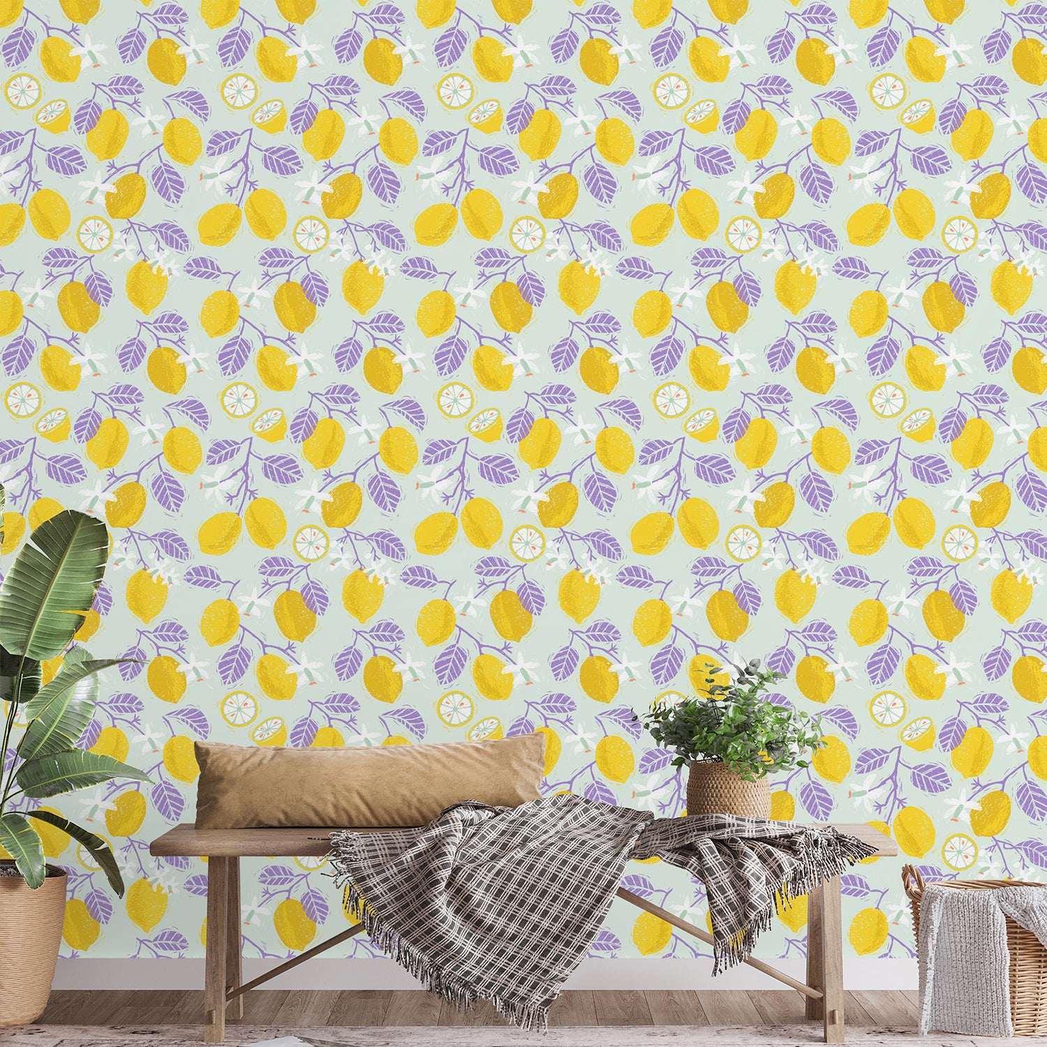 Yellow Lemons with Purple Leaves