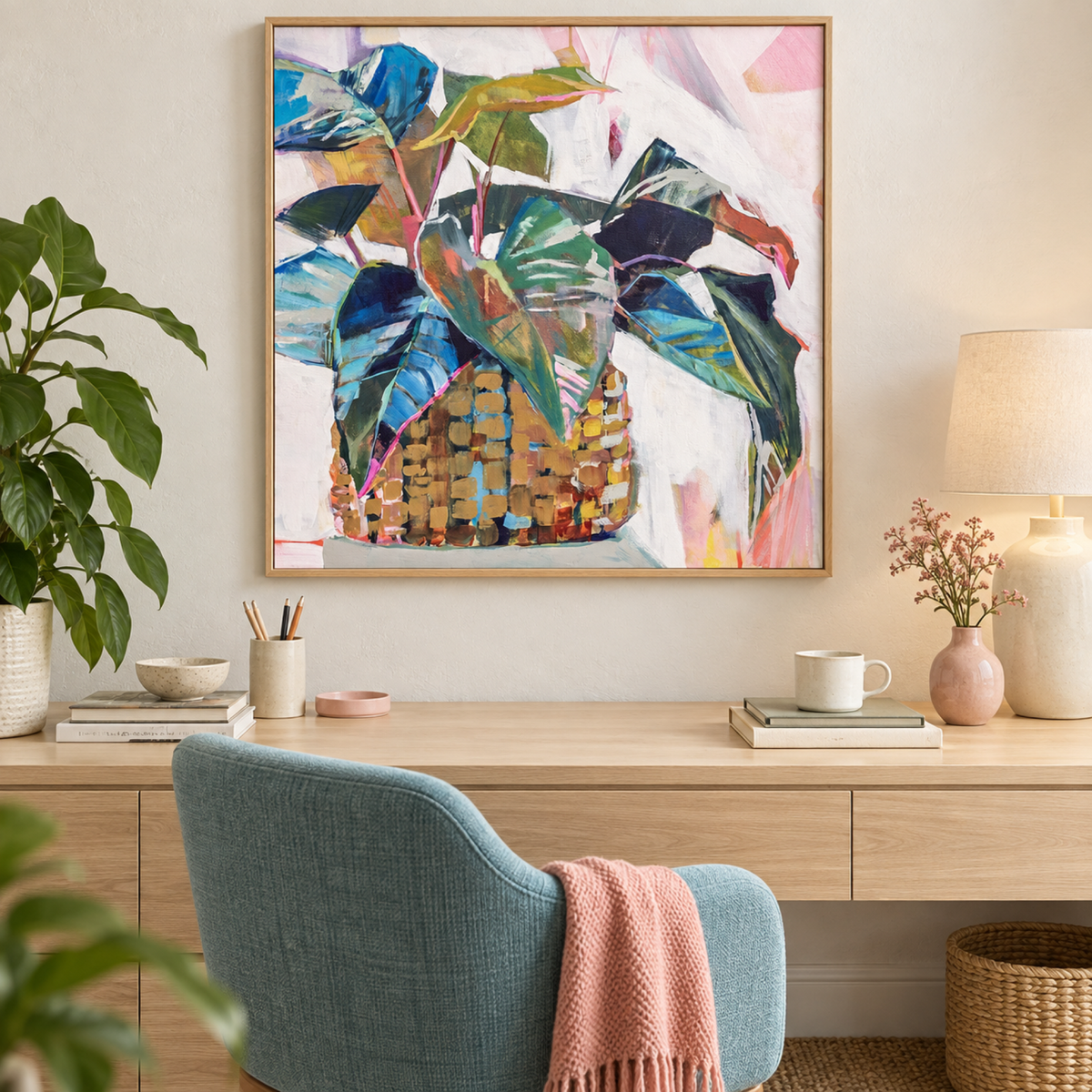 Abbeys Plant wall art styled in a creative home office