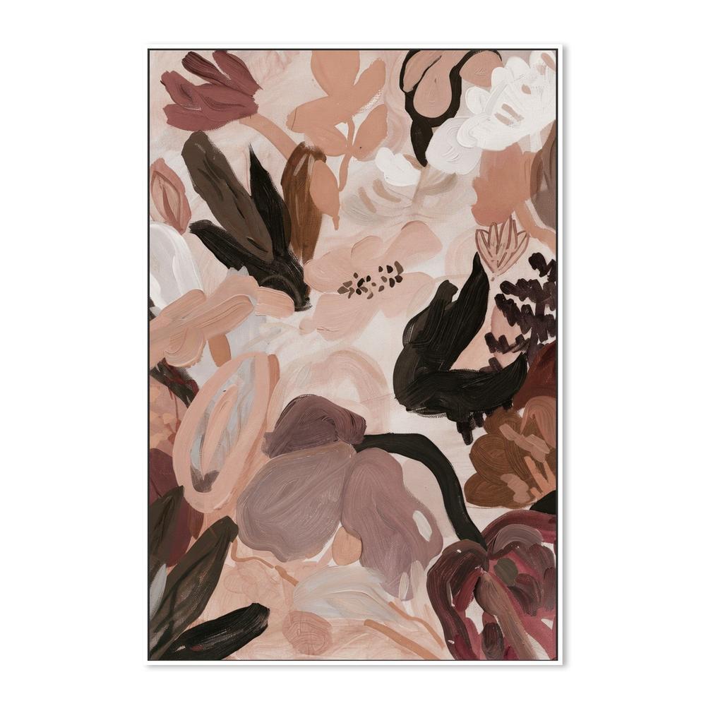Abstract Blooms, Neutral Brown and Burgundy-by-Stephanie Jeuffroy-wall-art-print-canvas-poster-framed-Gioia