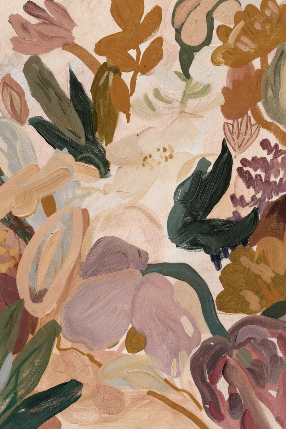 Abstract Blooms, Warm Neutral-by-Stephanie Jeuffroy-wall-art-print-canvas-poster-framed-Gioia