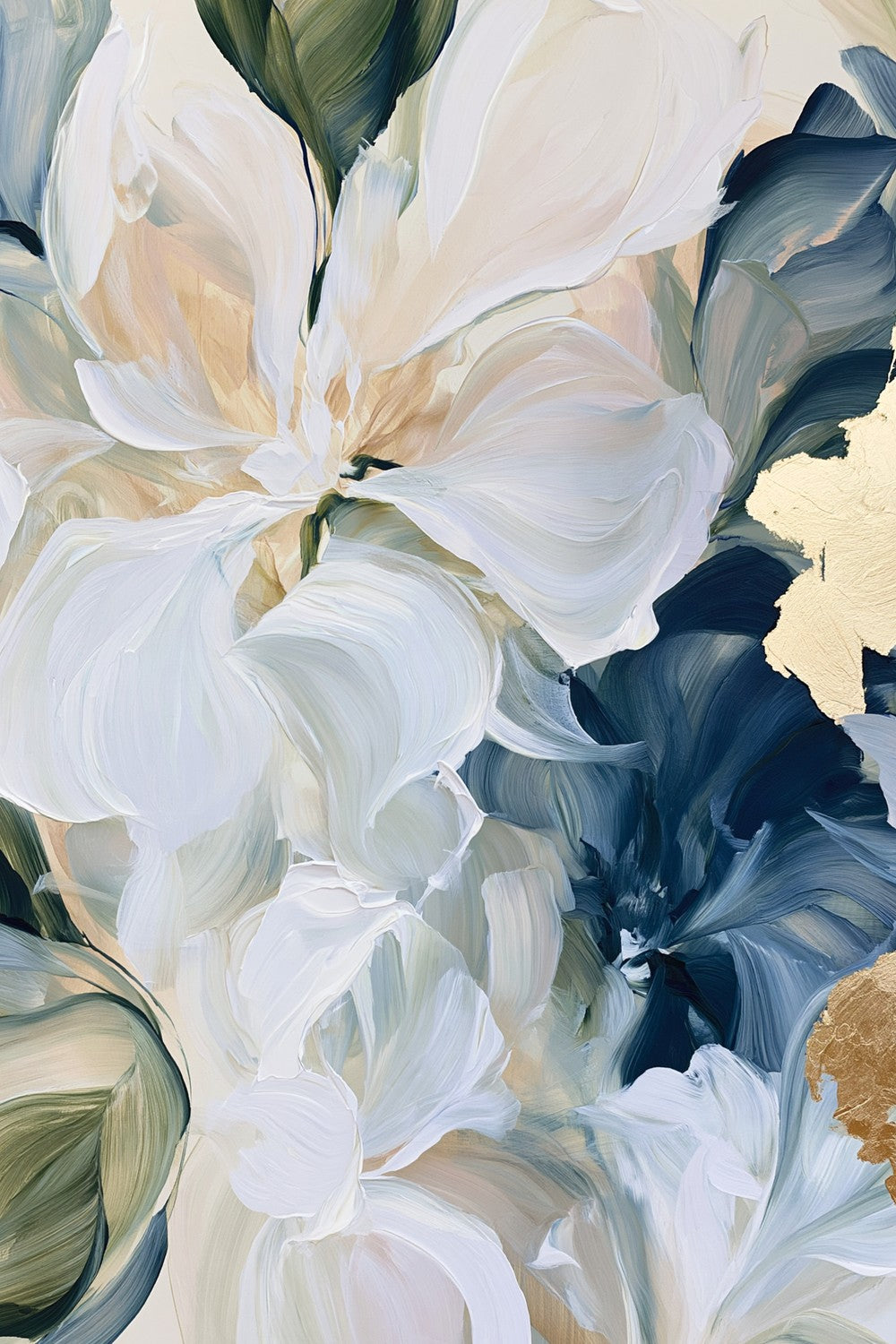 Abstract Blue Gold Flowers-by-Stephanie Jeuffroy-wall-art-print-canvas-poster-framed-Gioia