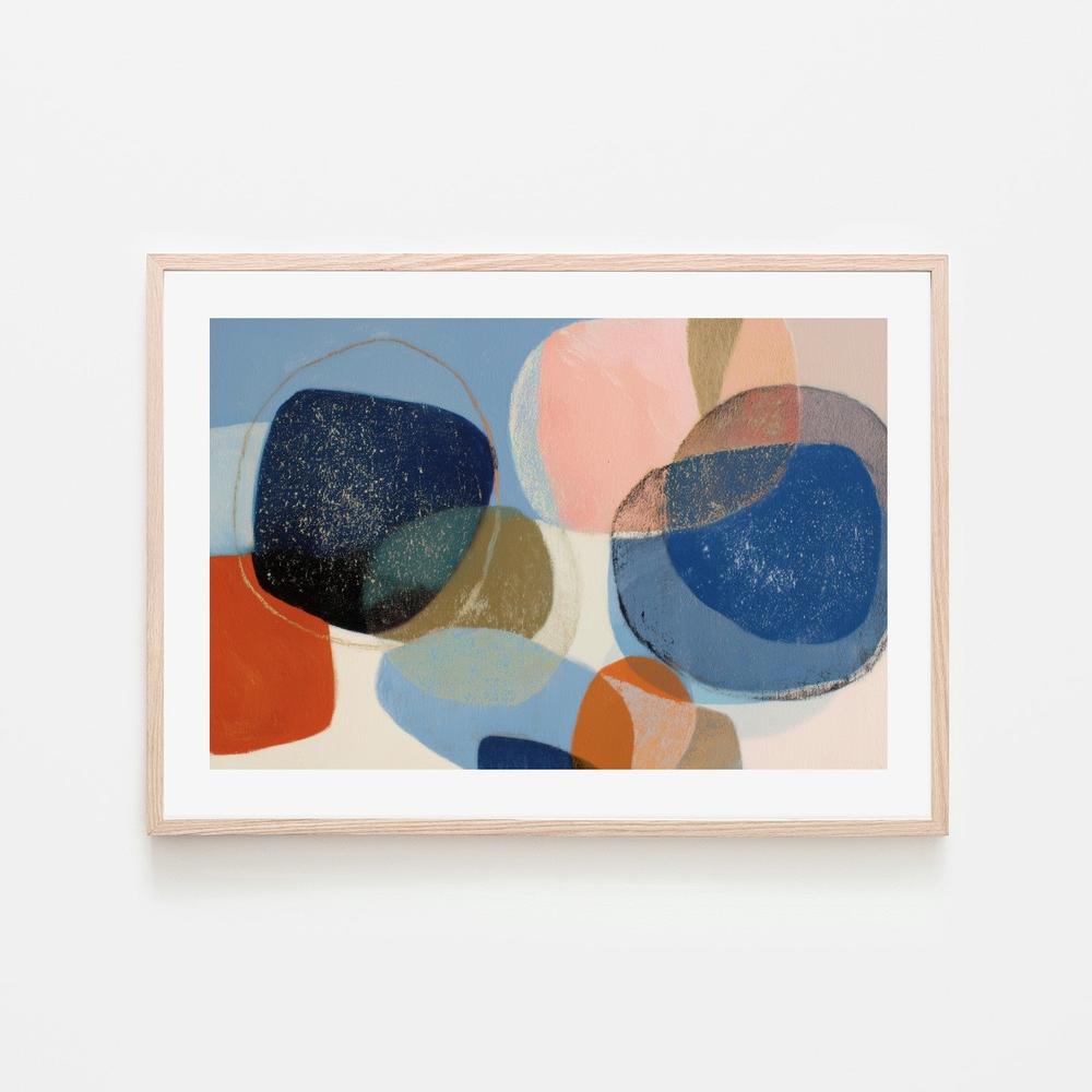 Abstract Geometric in Navy and Coral-by-Chromatic Storm Studio-wall-art-print-canvas-poster-framed-Gioia