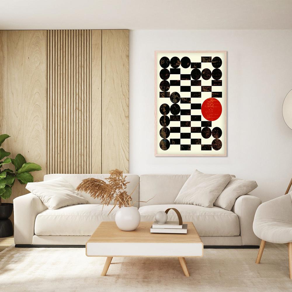 Abstract Grid Red Sun-by-Petr Strnad-wall-art-print-canvas-poster-framed-Gioia