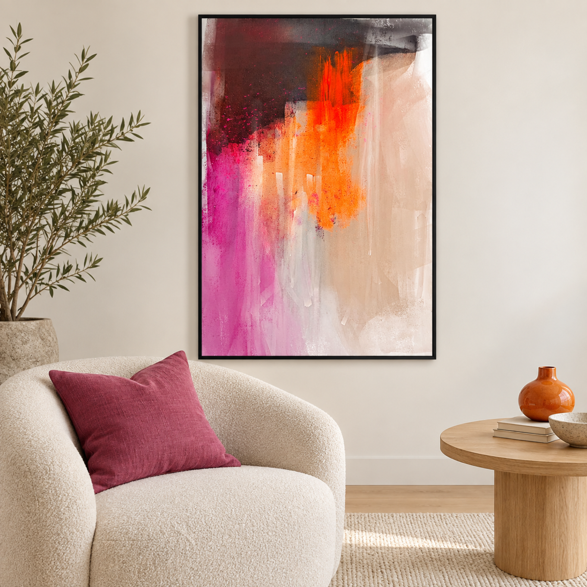 After the Rain No. 2 abstract art in a bright contemporary corner