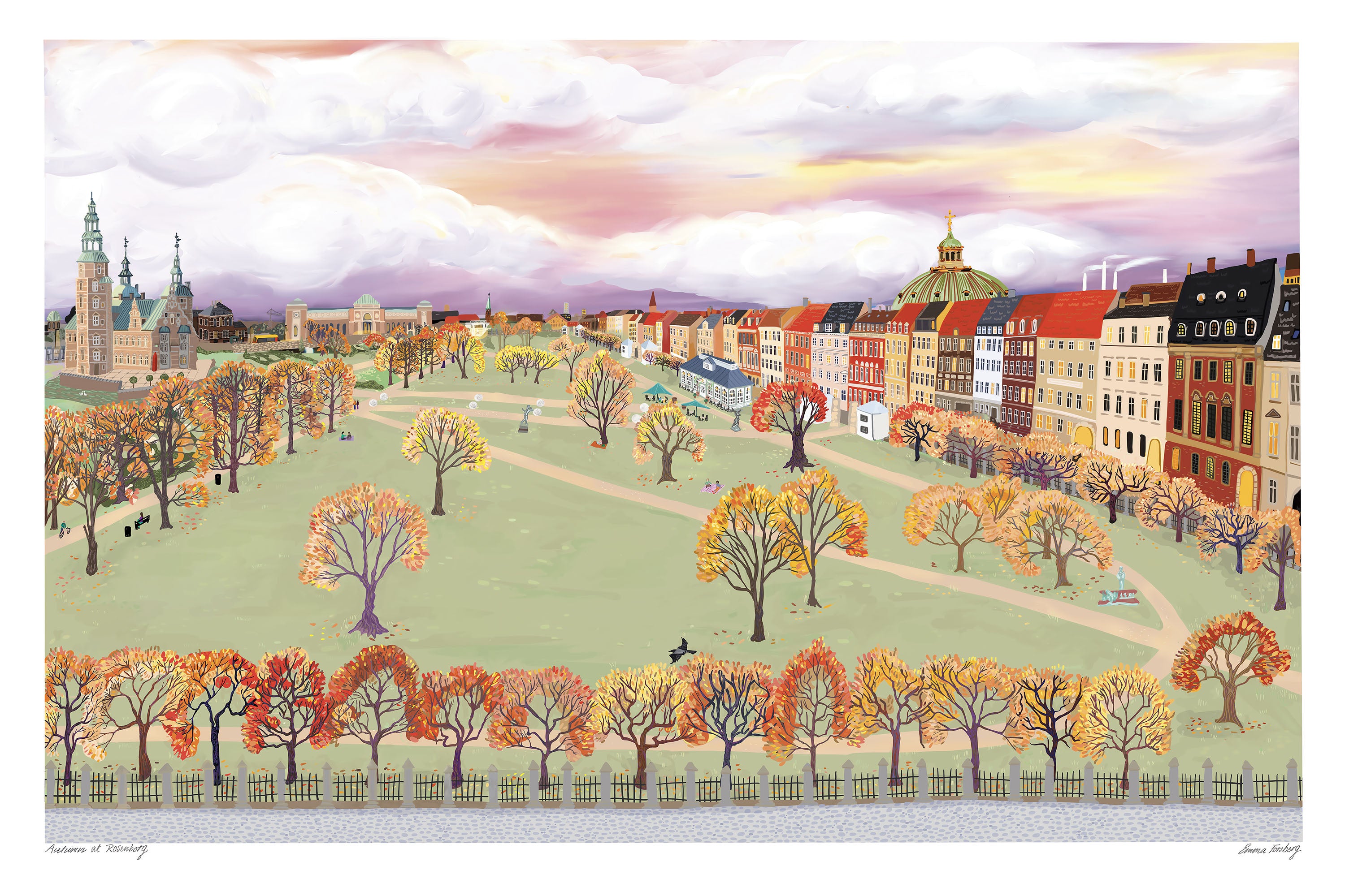 Autumnat Rosenborg-by-Emma Forsberg-wall-art-print-canvas-poster-framed-Gioia