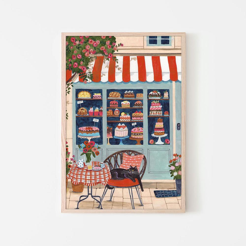 Bakery Cat Cafe-by-Caroline Bonne Muller-wall-art-print-canvas-poster-framed-Gioia
