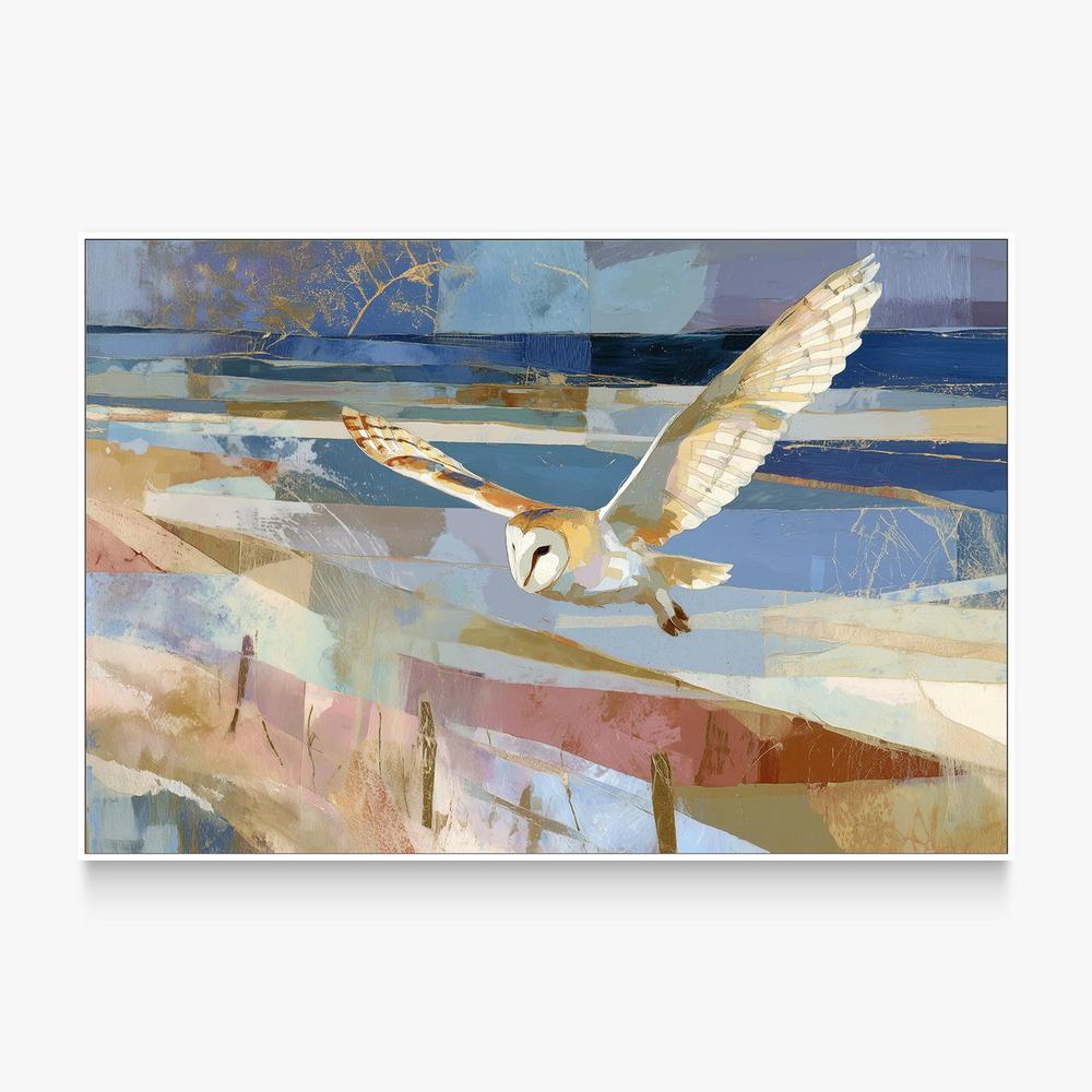 Barn Owl Gliding Over Countryside-by-Jordão de Abreu-wall-art-print-canvas-poster-framed-Gioia