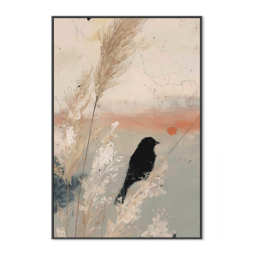 Bird Silhouette in Golden Grasses-by-Chromatic Storm Studio-wall-art-print-canvas-poster-framed-Gioia